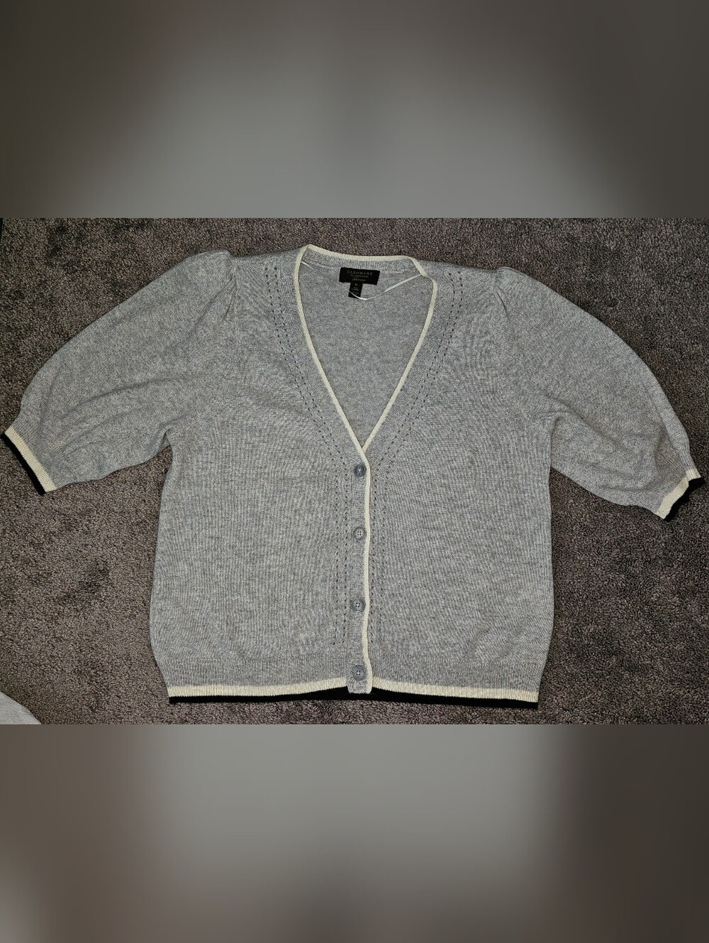 Charter Club Size XL V-Neck 100% Cashmere Luxury Soft Cardigan Long Sleeve Gray